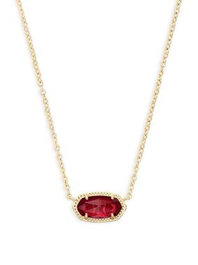 Elisa Gold Pendant Necklace in Berry Glass